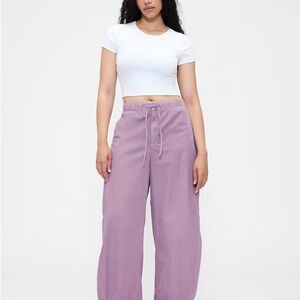 Mid Rise Barrel Parachute Pants purple size M